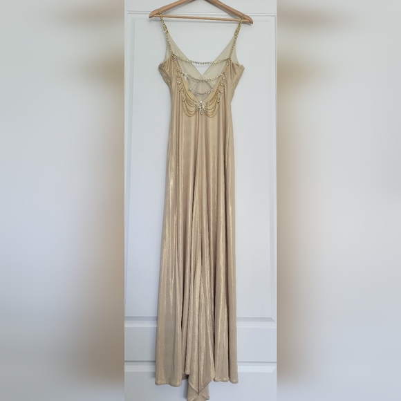 Issue Gold Metallic Long dress with Rhinestones - Picture 2 of 8